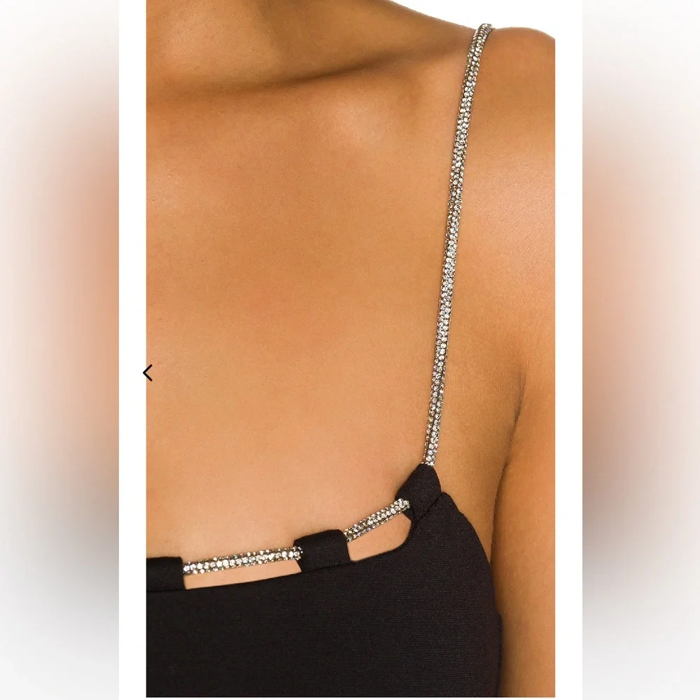 Lovers + Friends Charlotte Rhinestone Strap Cutout Midi Sexy Slit Dress REVOLVE - Picture 7 of 16